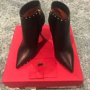 Valentino Black Rockstud Ankle Boots Size 37